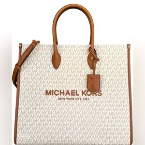 BRAND NEW- Michael Kors Mirella Large Signature MK Tote Bag (Vanilla MK)